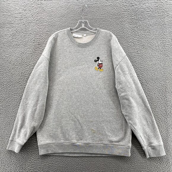 GAP x Disney Sweater Men Large Gray Mickey‎ Mouse Crew Neck Pullover DisneyWorld - Picture 2 of 13